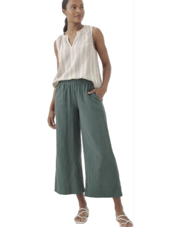 Pact Pants - PACT NWT Coastal Double Gauze Organic Cotton Wide Leg Pants Sage Green L